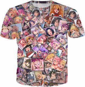  Ahegao Anime Girl With Tongue and Hands Out Weeb T-shirt :  Clothing, Shoes & Jewelry