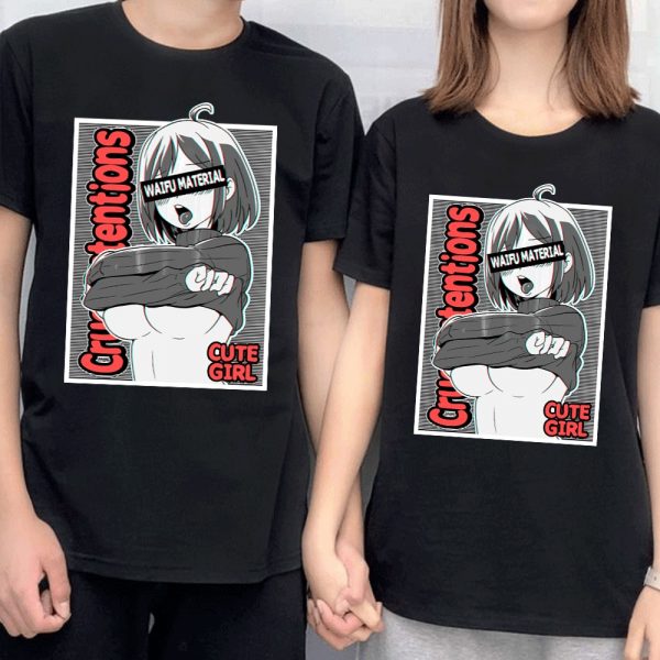 Ahegao Face Cute Waifu for Hentai Otaku Essential T Shirt Kawaii Anime Printed T Shirt Short - Ahegao Shop