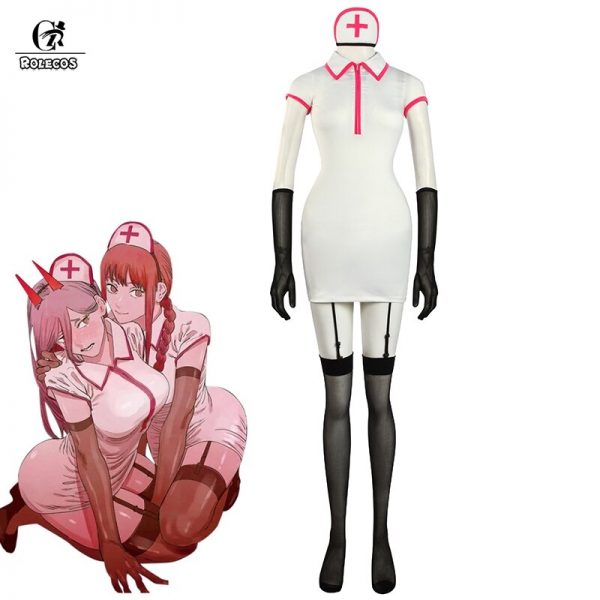 ROLECOS Chainsaw Man Makima Power Cosplay Costume Anime Nurse Uniform Outfit Halloween Cosplay Costume Carnival Clothing - Ahegao Shop