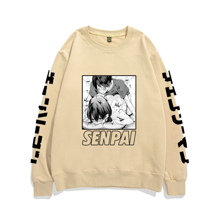 Anime Hentai Waifu Senpai Ahegao Otaku Vaporwave Fashion Men Women Sweatshirt Funny Sexy Print Sweatshirt Round Neck Pullover