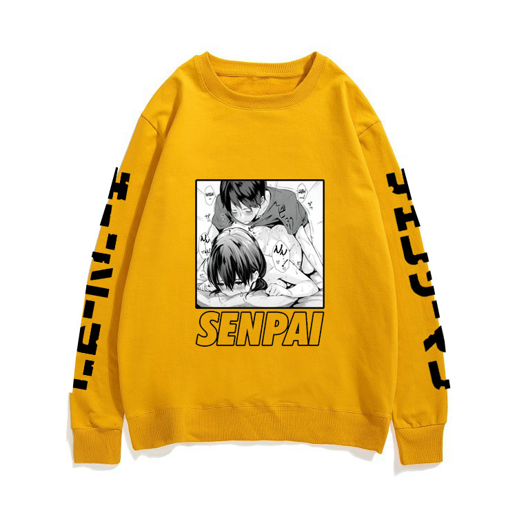 Anime Hentai Waifu Senpai Ahegao Otaku Vaporwave Fashion Men Women Sweatshirt Funny Sexy Print Sweatshirt Round Neck Pullover