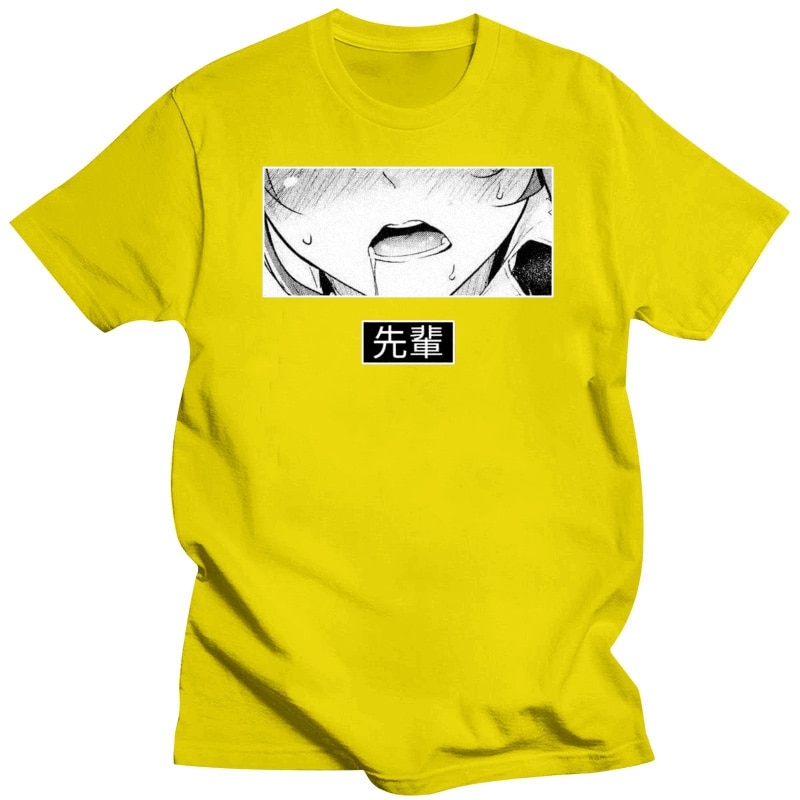 Hentai Waifu Lewd Sexy Senpai Love Hentai Ahegao Otaku Vaporwave Print Tshirt Women Men Summer Cotton Youth Trend T-shirt Male