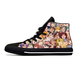Hot Summer Anime Manga Cartoon Sexy Lewd Ahegao Hentai Funny Casual Cloth Shoes High Top Men - Ahegao Shop