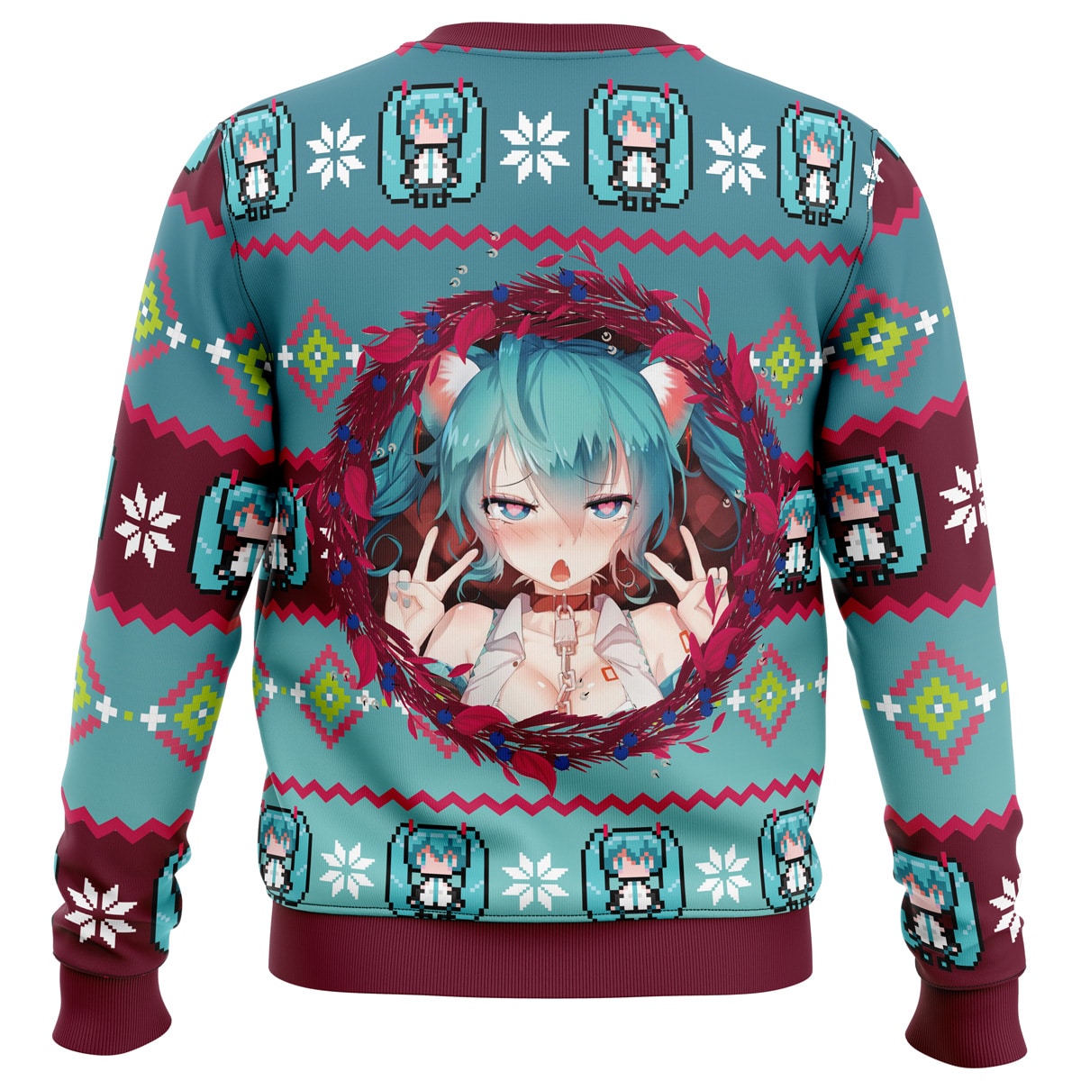 Ahegao Hatsune Miku Ugly Christmas Sweater 2 - Ahegao Shop Ahegao Hatsune Miku Ugly Christmas Sweater - Image 2